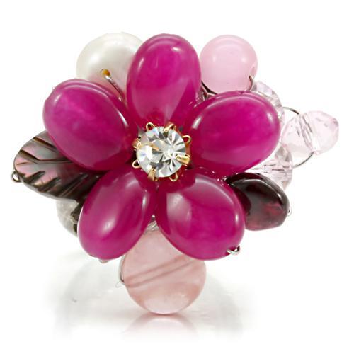 MALOA595 - Antique Tone Brass Ring with Assorted  in Multi Color