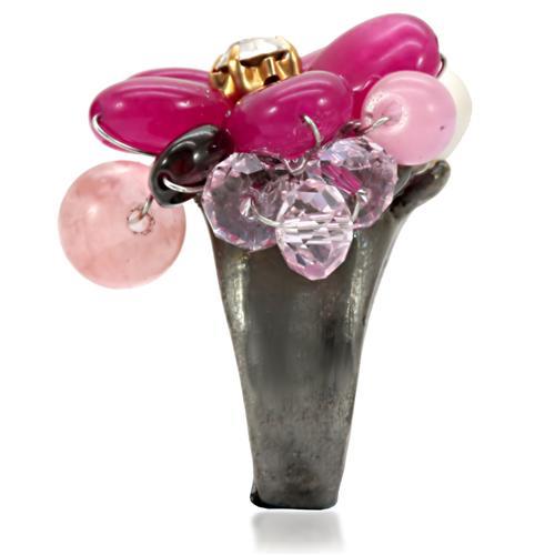 MALOA595 - Antique Tone Brass Ring with Assorted  in Multi Color