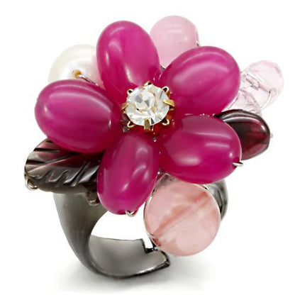 MALOA595 - Antique Tone Brass Ring with Assorted  in Multi Color