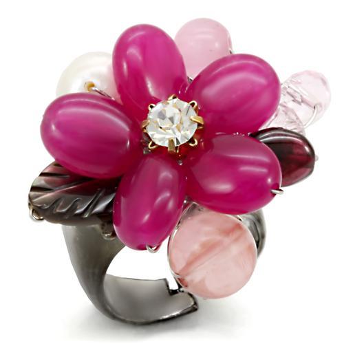 MALOA595 - Antique Tone Brass Ring with Assorted  in Multi Color