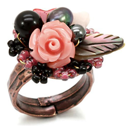MALOA596 - Antique Tone Brass Ring with Assorted  in Multi Color