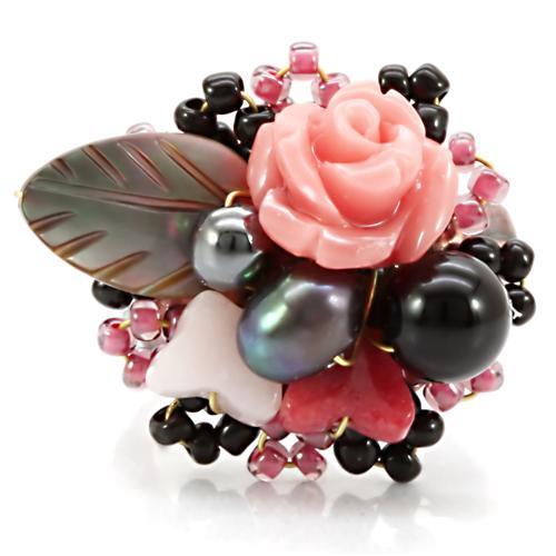 MALOA596 - Antique Tone Brass Ring with Assorted  in Multi Color