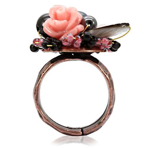 MALOA596 - Antique Tone Brass Ring with Assorted  in Multi Color