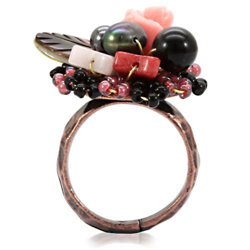 MALOA596 - Antique Tone Brass Ring with Assorted  in Multi Color