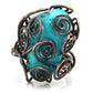 MALOA597 - Antique Tone Brass Ring with Synthetic Turquoise in Turquoise