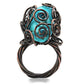 MALOA597 - Antique Tone Brass Ring with Synthetic Turquoise in Turquoise