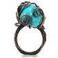 MALOA597 - Antique Tone Brass Ring with Synthetic Turquoise in Turquoise