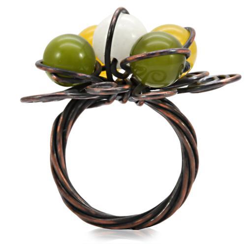MALOA598 - Antique Tone Brass Ring with Assorted  in Multi Color