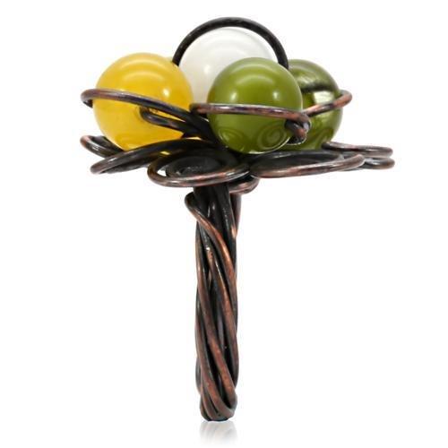 MALOA598 - Antique Tone Brass Ring with Assorted  in Multi Color