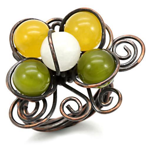 MALOA598 - Antique Tone Brass Ring with Assorted  in Multi Color