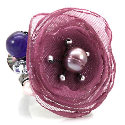 MALOA600 - Antique Tone Brass Ring with Assorted  in Multi Color