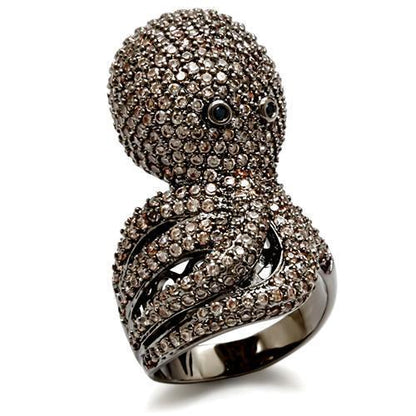 MA1W080 - Ruthenium Brass Ring with AAA Grade CZ  in Multi Color