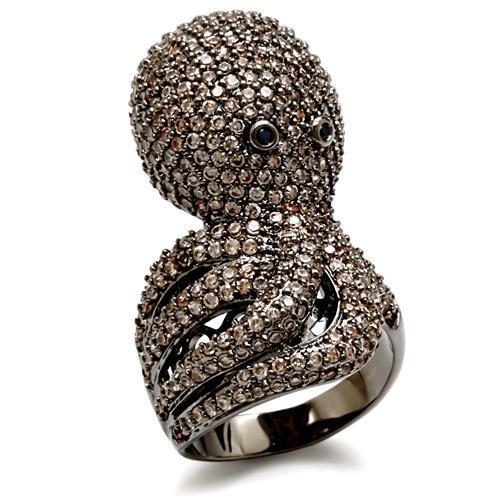 MA1W080 - Ruthenium Brass Ring with AAA Grade CZ  in Multi Color