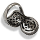 MA1W080 - Ruthenium Brass Ring with AAA Grade CZ  in Multi Color