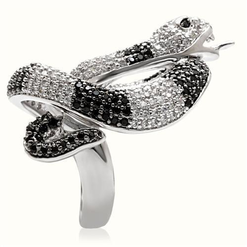 MA1W081 - Rhodium + Ruthenium Brass Ring with AAA Grade CZ  in Black Diamond