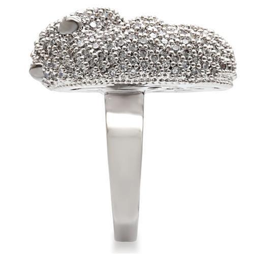 MA1W083 - Rhodium + Ruthenium Brass Ring with AAA Grade CZ  in Black Diamond