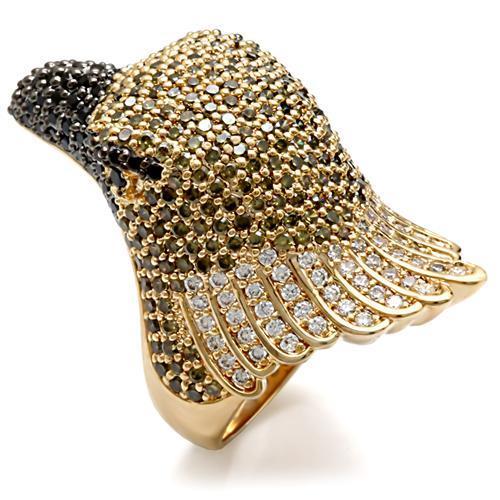 MA1W084 - Gold+Ruthenium Brass Ring with AAA Grade CZ  in Multi Color