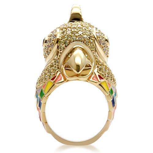MA1W087 - Gold Brass Ring with AAA Grade CZ  in Multi Color