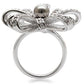 MA1W093 - Rhodium Brass Ring with Synthetic Pearl in Gray