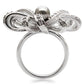MA1W093 - Rhodium Brass Ring with Synthetic Pearl in Gray