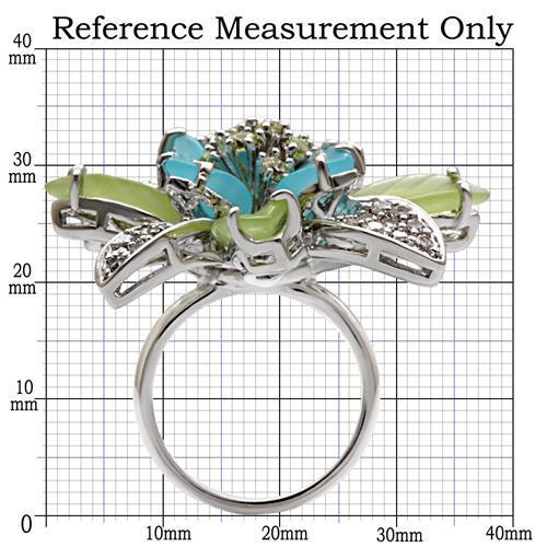 MA1W094 - Rhodium Brass Ring with Synthetic Synthetic Glass in Multi Color