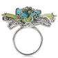 MA1W094 - Rhodium Brass Ring with Synthetic Synthetic Glass in Multi Color