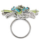 MA1W094 - Rhodium Brass Ring with Synthetic Synthetic Glass in Multi Color