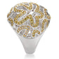 MA1W095 - Reverse Two-Tone Brass Ring with AAA Grade CZ  in Topaz
