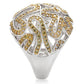 MA1W095 - Reverse Two-Tone Brass Ring with AAA Grade CZ  in Topaz