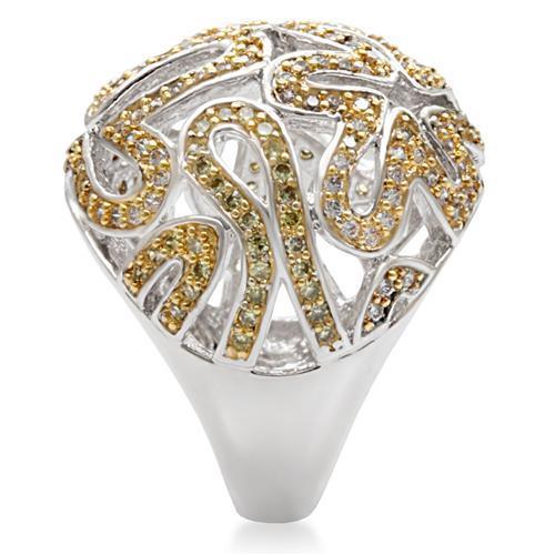 MA1W095 - Reverse Two-Tone Brass Ring with AAA Grade CZ  in Topaz