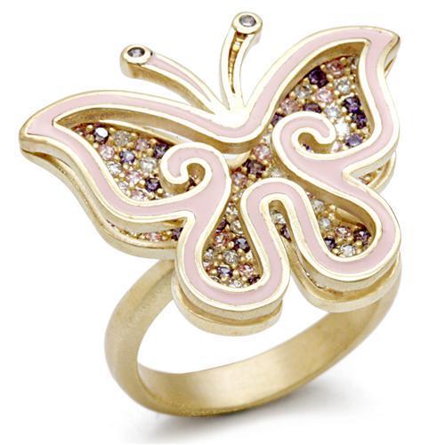 MA1W096 - Matte Gold Brass Ring with AAA Grade CZ  in Multi Color