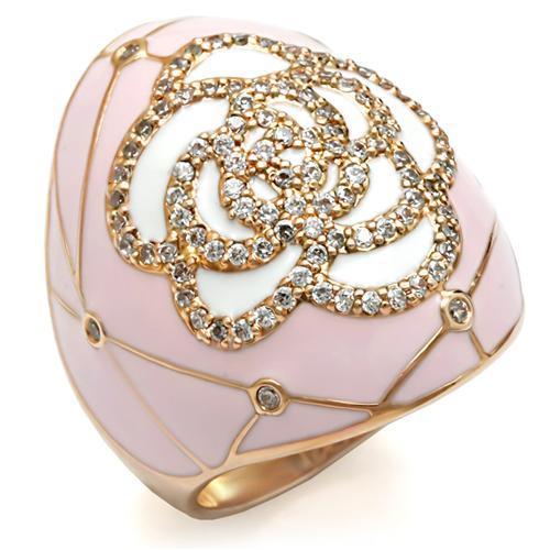 MA1W098 - Gold Brass Ring with AAA Grade CZ  in Clear