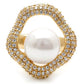MA1W103 - Gold Brass Ring with Synthetic Pearl in White