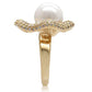 MA1W103 - Gold Brass Ring with Synthetic Pearl in White