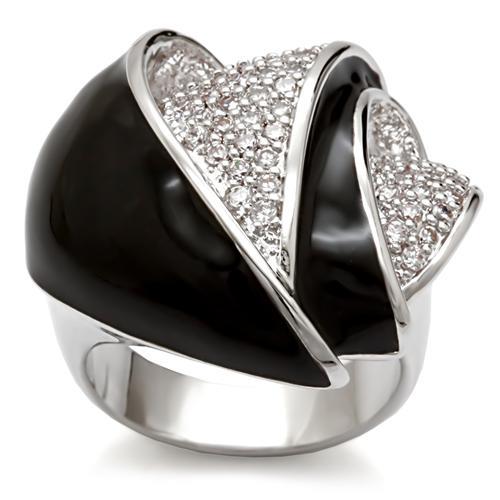 MA1W105 - Rhodium Brass Ring with AAA Grade CZ  in Clear