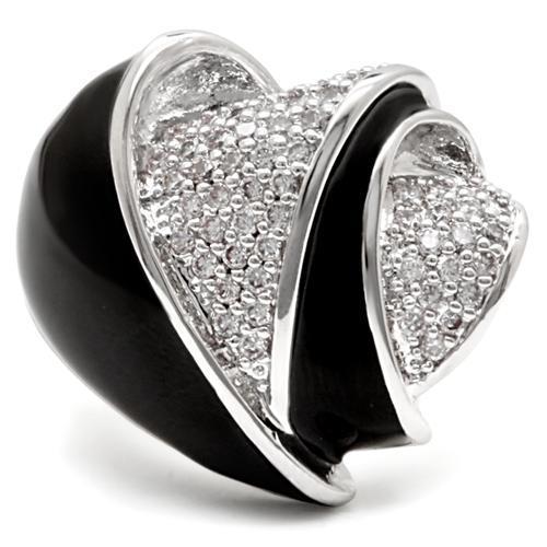 MA1W105 - Rhodium Brass Ring with AAA Grade CZ  in Clear