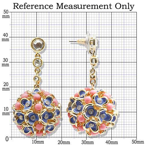 MA1W107 - Gold Brass Earrings with Semi-Precious Coral in Rose