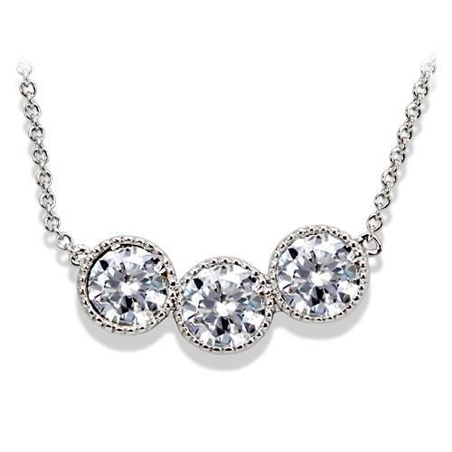 MA1W111 - Rhodium Brass Chain Pendant with AAA Grade CZ  in Clear