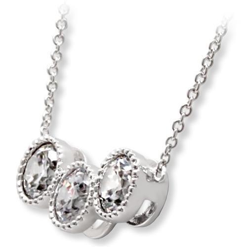 MA1W111 - Rhodium Brass Chain Pendant with AAA Grade CZ  in Clear