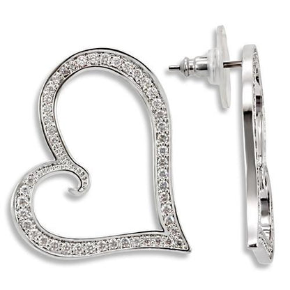 MA1W117 - Rhodium Brass Earrings with AAA Grade CZ  in Clear