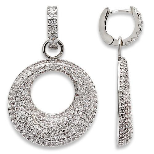 MA1W119 - Rhodium Brass Earrings with AAA Grade CZ  in Clear