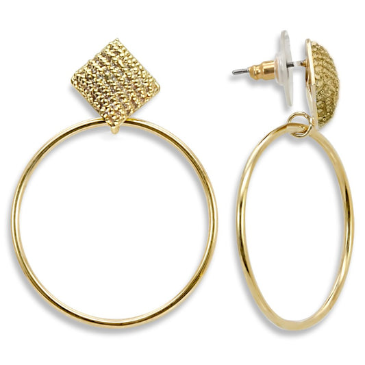 MA1W120 - Gold Brass Earrings with AAA Grade CZ  in Clear