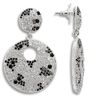 MA1W122 - Imitation Rhodium Brass Earrings with AAA Grade CZ  in Black Diamond