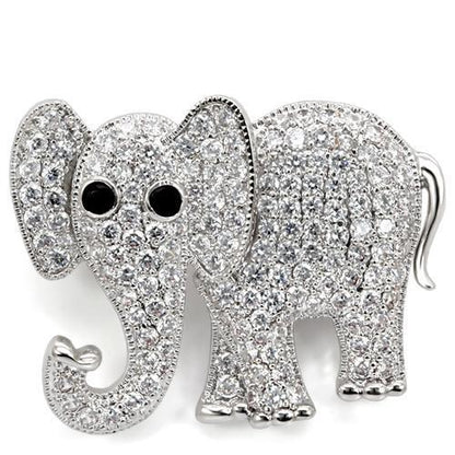 MA1W125 - Imitation Rhodium Brass Brooches with AAA Grade CZ  in Black Diamond