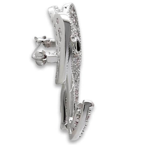 MA1W125 - Imitation Rhodium Brass Brooches with AAA Grade CZ  in Black Diamond