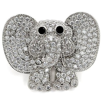 MA1W126 - Imitation Rhodium Brass Brooches with AAA Grade CZ  in Black Diamond