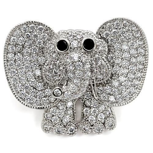 MA1W126 - Imitation Rhodium Brass Brooches with AAA Grade CZ  in Black Diamond