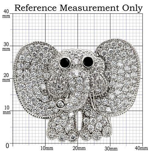 MA1W126 - Imitation Rhodium Brass Brooches with AAA Grade CZ  in Black Diamond