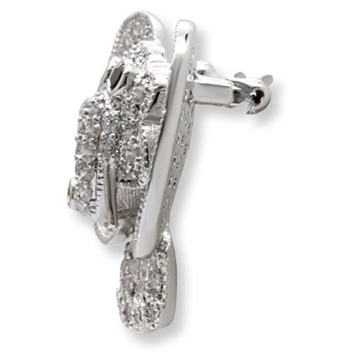 MA1W126 - Imitation Rhodium Brass Brooches with AAA Grade CZ  in Black Diamond