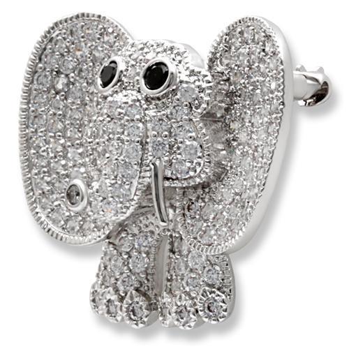 MA1W126 - Imitation Rhodium Brass Brooches with AAA Grade CZ  in Black Diamond